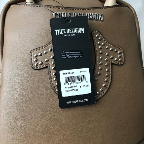 TRUE RELIGION LOGO BACKPACK Brown faux leather   8\